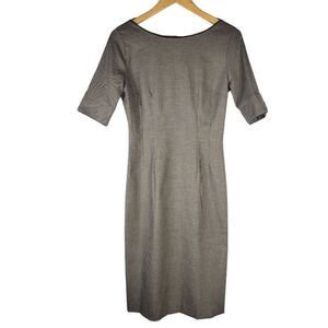 von 50 brown Short Sleeve houndstooth print retro knee-length dress